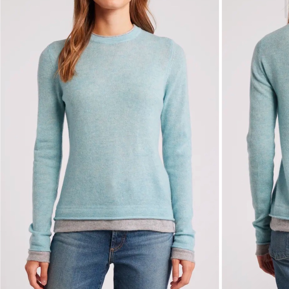 Contrast Trim Wool & Cashmere Crewneck Sweater - 
Griffen from Nordstrom